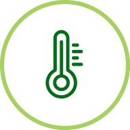 Icono de termómetro, representando la evaluación de materiales ante cambios de temperatura.