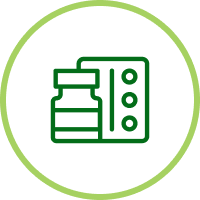 Icono que representa equipos de laboratorio para la industria farmacéutica.